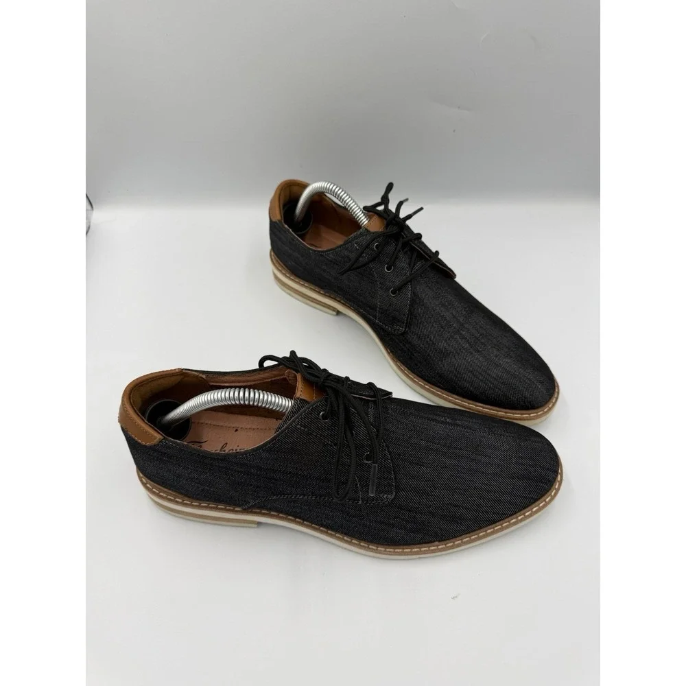 Florsheim Highland Oxford Shoes Men's Size 9M Gray Black Canvas Lace Up Leather